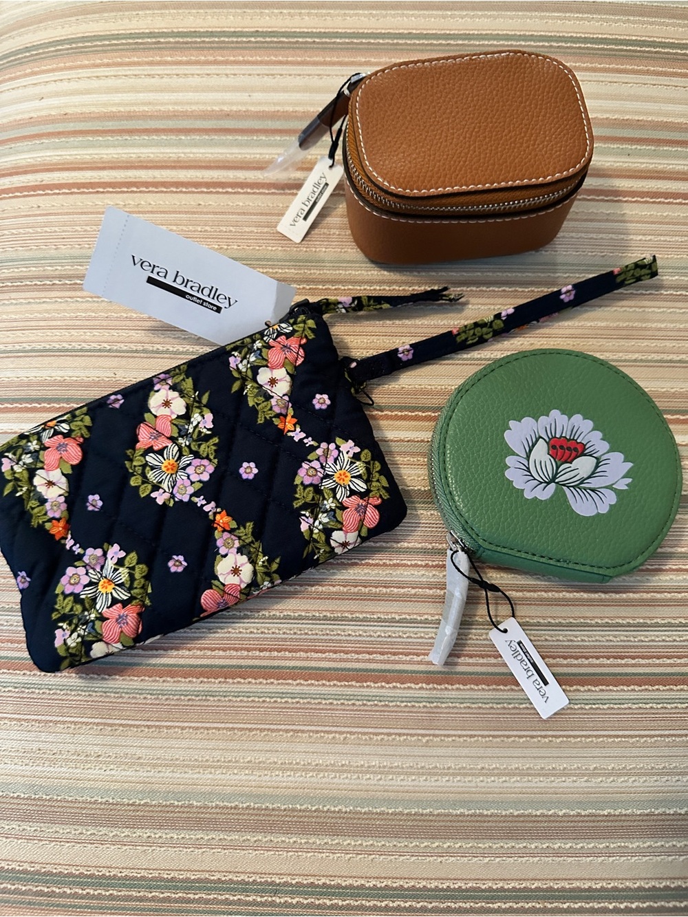 Vera Bradley Wristlet Zip Coin Purse Mini Zip Case Bundle Change 3 Piece NWT